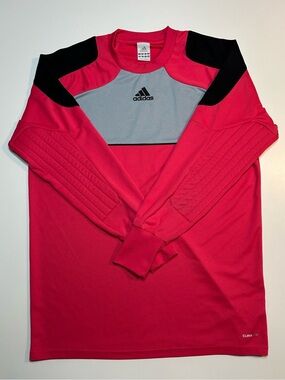 Vintage adidas Traversa Goalkeeper Jersey Pink Grey Padded Elbows Soccer